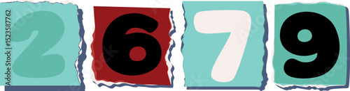 2679 Retro torn paper number Design art
