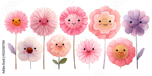 Cute Animal Flower Illustrations Pastel PomPom Designs for Crafts  Print