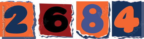 2684 Retro torn paper number Design art