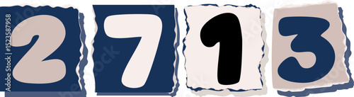 2713 Retro torn paper number Design art
