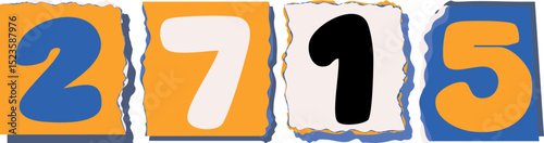 2715 Retro torn paper number Design art