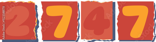 2747 Retro torn paper number Design art