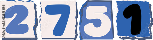 2751 Retro torn paper number Design art