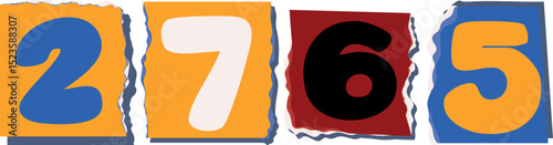 2765 Retro torn paper number Design art