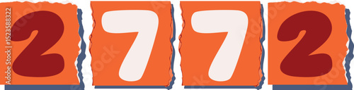 2772 Retro torn paper number Design art