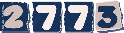 2773 Retro torn paper number Design art
