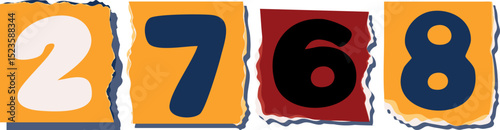 2768 Retro torn paper number Design art