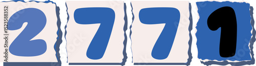 2771 Retro torn paper number Design art