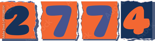 2774 Retro torn paper number Design art
