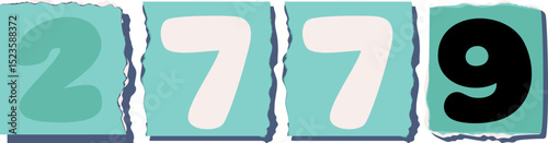 2779 Retro torn paper number Design art