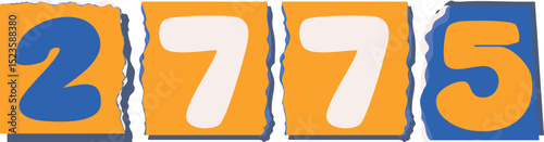 2775 Retro torn paper number Design art