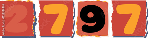 2797 Retro torn paper number Design art