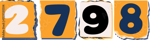 2798 Retro torn paper number Design art