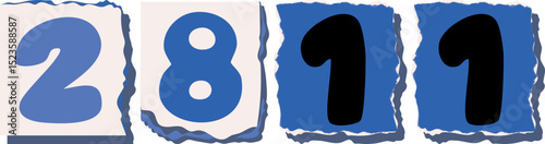 2811 Retro torn paper number Design art