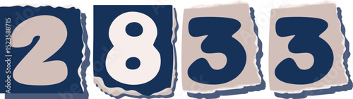 2833 Retro torn paper number Design art