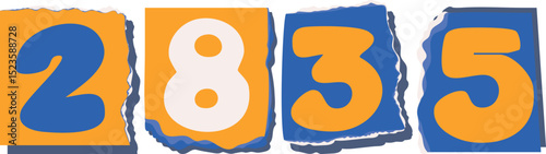 2835 Retro torn paper number Design art