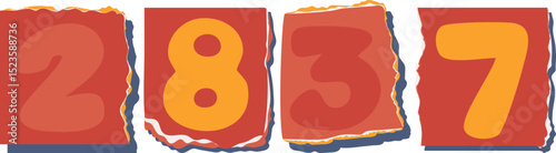 2837 Retro torn paper number Design art