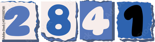 2841 Retro torn paper number Design art
