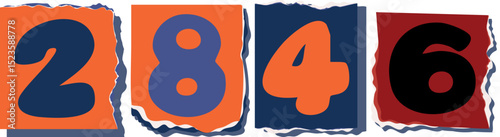 2846 Retro torn paper number Design art