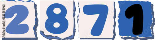 2871 Retro torn paper number Design art