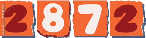 2872 Retro torn paper number Design art