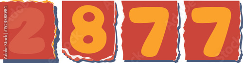 2877 Retro torn paper number Design art