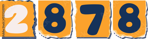 2878 Retro torn paper number Design art