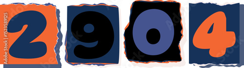 2904 Retro torn paper number Design art