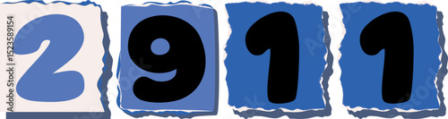 2911 Retro torn paper number Design art