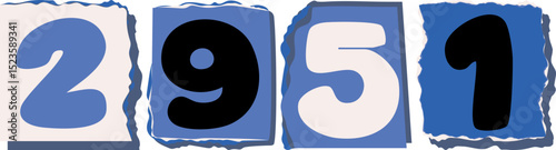2951 Retro torn paper number Design art