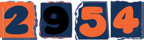 2954 Retro torn paper number Design art