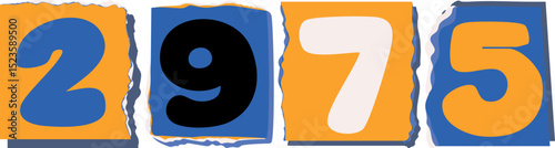 2975 Retro torn paper number Design art