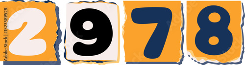 2978 Retro torn paper number Design art