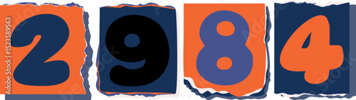2984 Retro torn paper number Design art