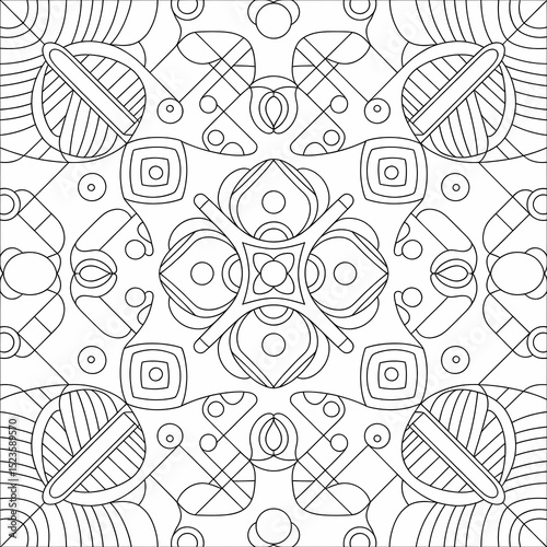 Intricate Zentangle Line Art Pattern with Geometric and Floral Motifs for Coloring Books