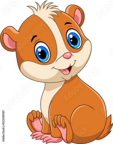 Illustration of Cute little hamster cartoon on white background