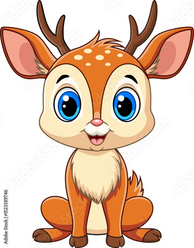 Illustration of Cartoon baby deer on white background