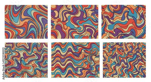 Abstract Swirl Patterns Six Unique Retro Wave Background Designs