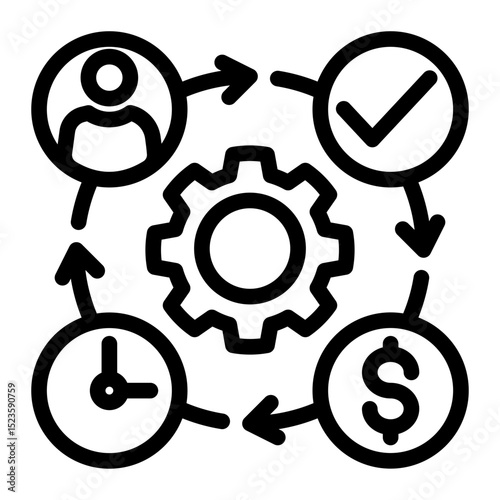 Resource Allocation Icon - Outline Style for Process & Organization. (Outline Style)