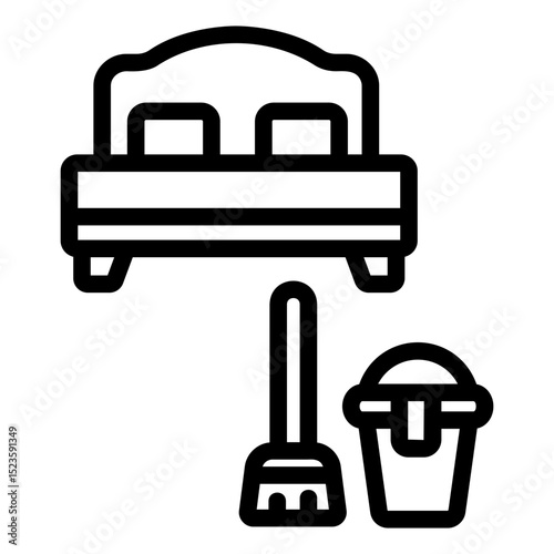 room cleaning Line Icon