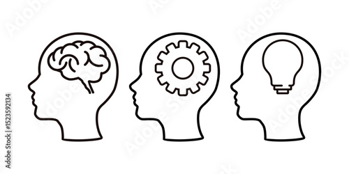 Human brain icon in line style.