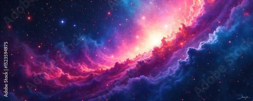 A swirling nebula of vibrant colors, representing the vastness and mystery of the cosmos Intricate details showcase the beauty of celestial formations, abstract and ethereal , creation, stars, wonder