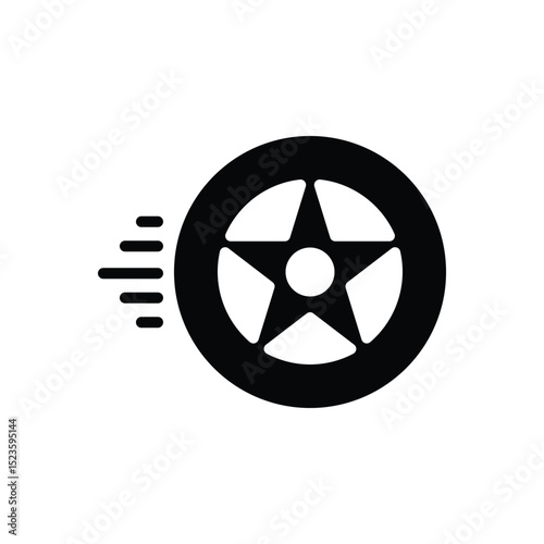 Black solid icon for wheel