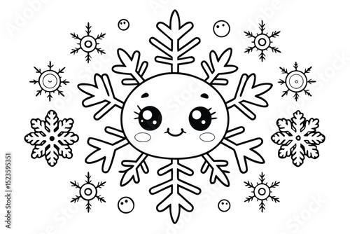 Cute Cartoon Snowflake Coloring Page