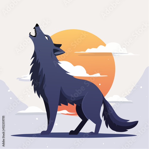 Howling wolf icon with eerie posture, perfect for haunted forest or werewolf themes