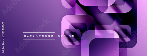 Purple abstract design. Overlapping rounded squares create dynamic visual effect. Text reads background design. Modern, minimalist style.
