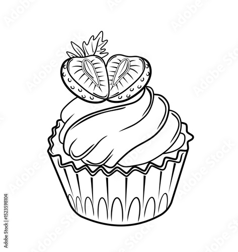 cupcake with whipped cream and strawberry topping