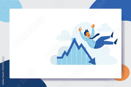 Economic RecEconomic Downturn Illustration, Business Recession and Crisis, Market Crash and Financial Loss, Falling Stock Market Graphic, Facing Business Challengesession