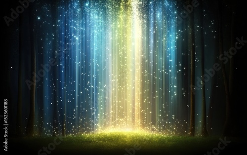 Mystical forest bathed in light