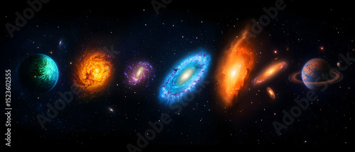 Wallpaper Mural Colorful Galaxies And Planets In Dark Space Torontodigital.ca